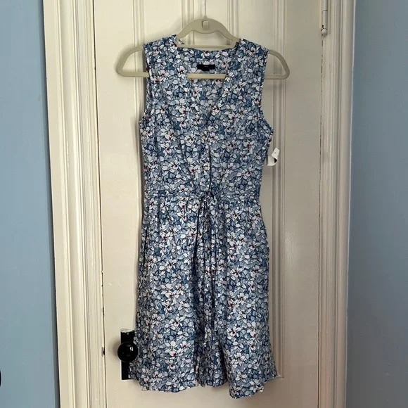 NWT Gap floral dress button front drawstring with pockets - Picture 4 of 11